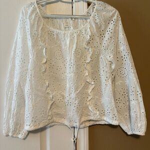 Joie Cream Eyelet Ruffle Blouse